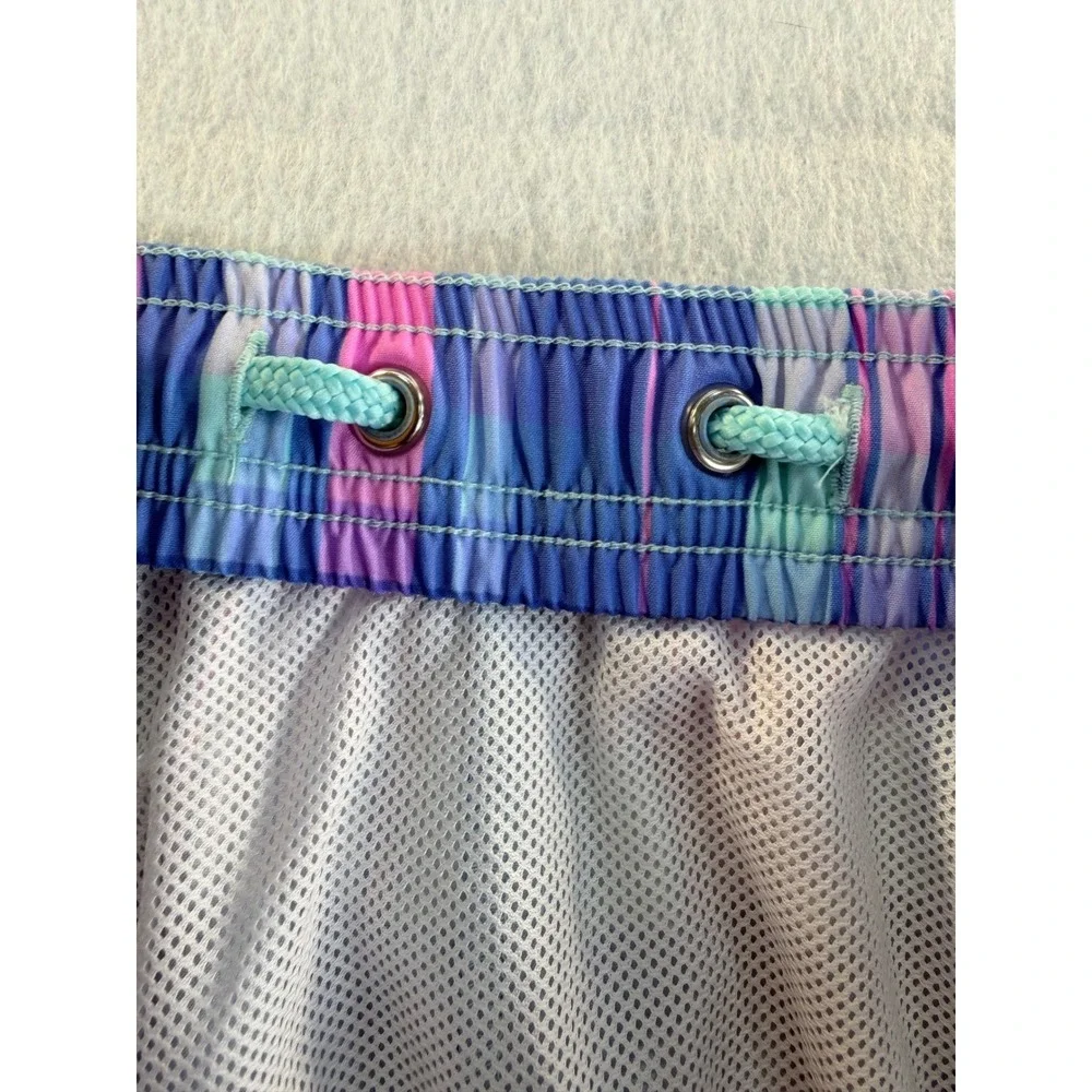 Vineyard Vines Mens Blue Pink Plaid Swim Trunks Drawstring Shorts Size L